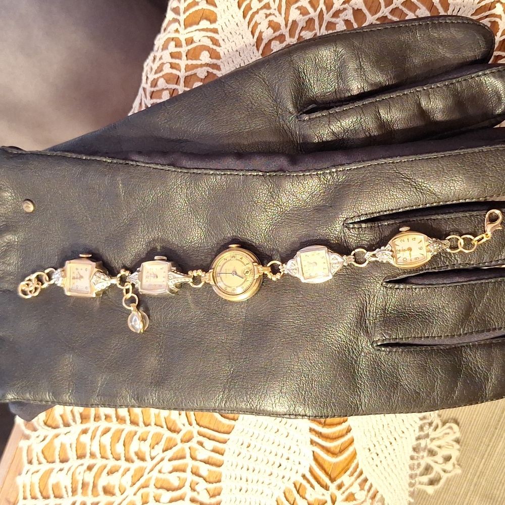 Vintage timepiece watches recreated into a bracelet.